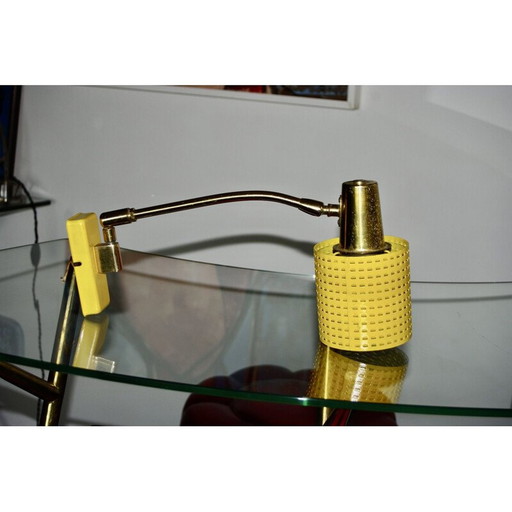 Vintage verstelbare wandlamp in staal en messing, Duitsland 1960