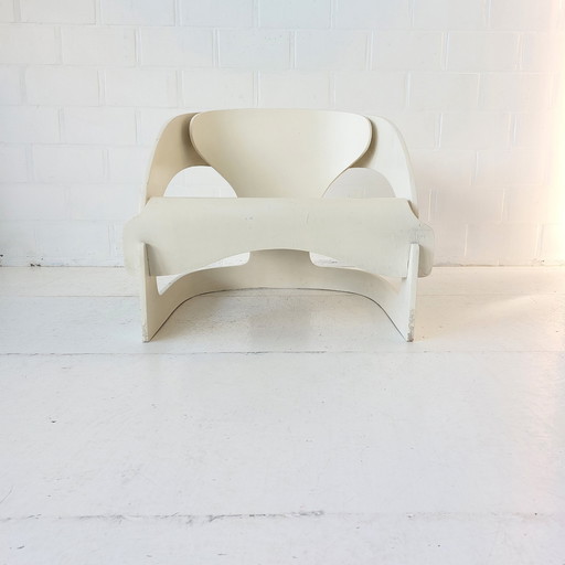 Joe colombo 4801 chair zetel Kartell 1960's plywood cream white