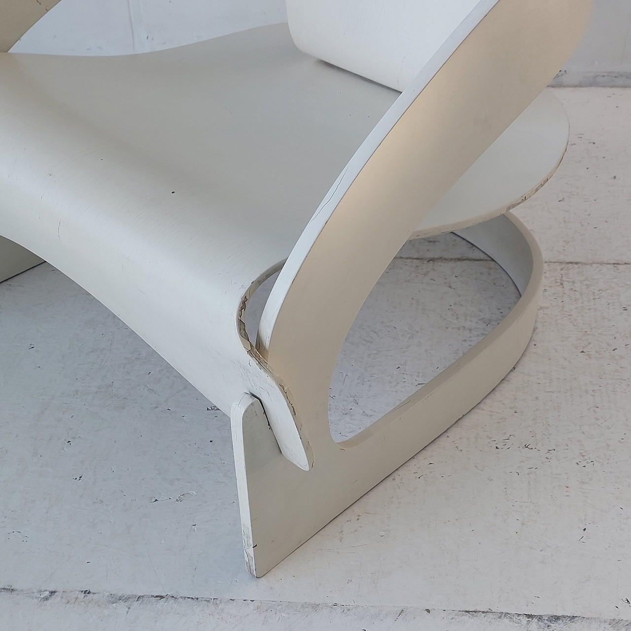 Joe colombo 4801 chair zetel Kartell 1960's plywood cream white