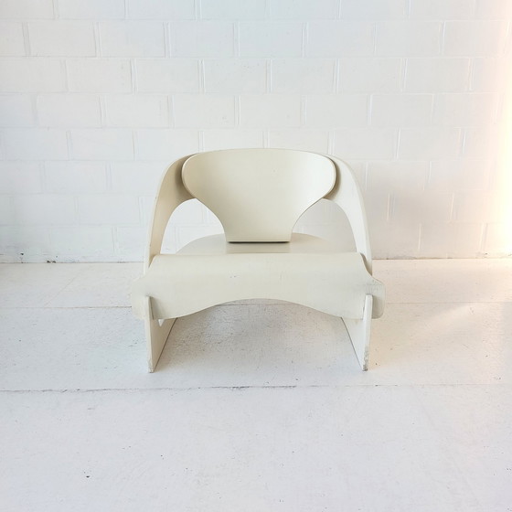 Image 1 of Joe colombo 4801 chair zetel Kartell 1960's plywood cream white