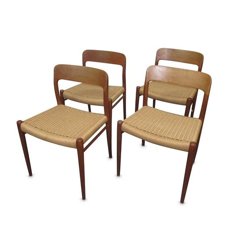 Set van 4 teakhouten vintage 75 eetkamerstoelen door Niels Otto Møller voor J.L. Møllers, jaren 1960