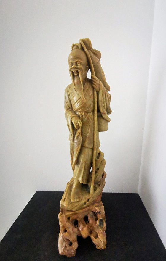 Image 1 of Beeld, Speksteen, Chinese Geluksgod Shou