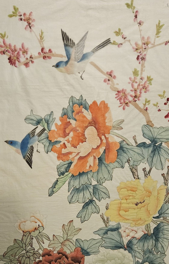 Image 1 of Aziatisch Schilderij Op Natuurlijke Zijde