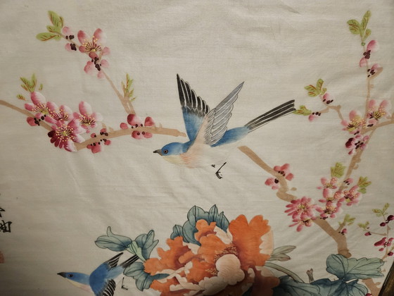 Image 1 of Aziatisch Schilderij Op Natuurlijke Zijde