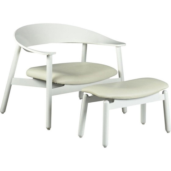 Image 1 of Vintage witte fauteuil en voetenbank van Henrik Bønnelycke voor Nelo, 2003