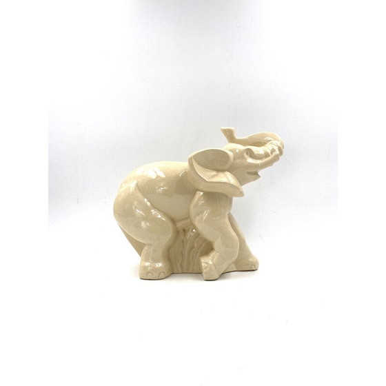 Image 1 of Vintage olifant sculptuur van geglazuurd aardewerk, België 1940