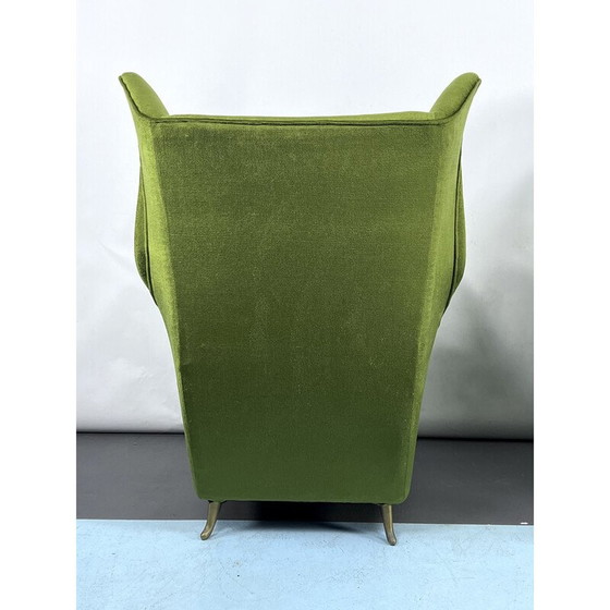 Image 1 of Paar Italiaanse Mid Century Isa fauteuils van groen fluweel, 1950