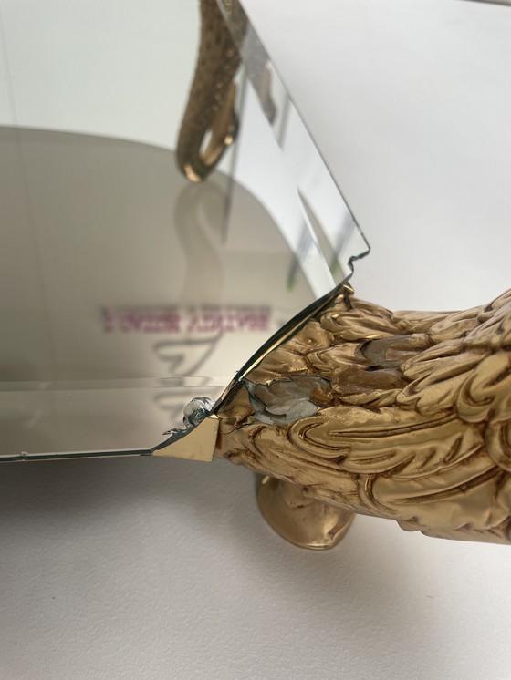 Image 1 of Vintage salontafel met messing zwanen