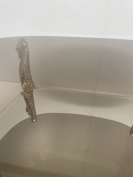 Image 1 of Vintage salontafel met messing zwanen