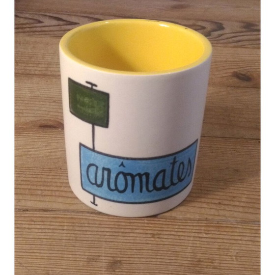 Image 1 of Vintage grafische pot met gele binnenkant van Elchinger