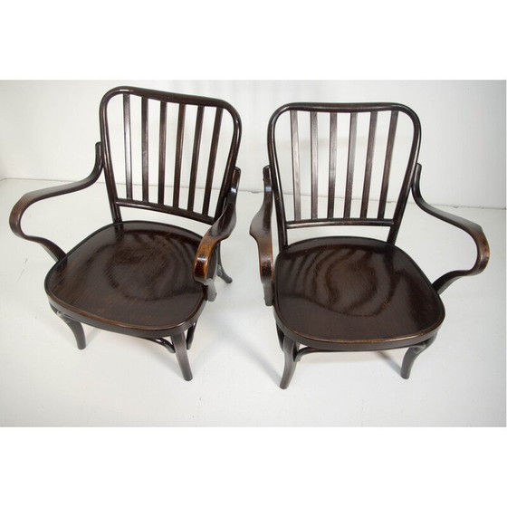 Image 1 of Paar vintage model n° 752 fauteuils in gebogen hout van Josef Frank voor Thonet, Tsjecho-Slowakije 1933