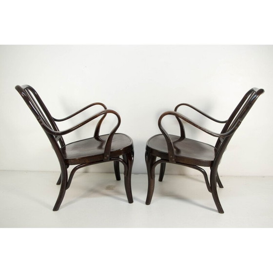 Image 1 of Paar vintage model n° 752 fauteuils in gebogen hout van Josef Frank voor Thonet, Tsjecho-Slowakije 1933