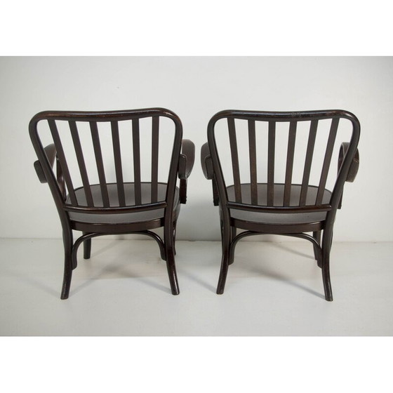 Image 1 of Paar vintage model n° 752 fauteuils in gebogen hout van Josef Frank voor Thonet, Tsjecho-Slowakije 1933