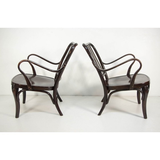 Image 1 of Paar vintage model n° 752 fauteuils in gebogen hout van Josef Frank voor Thonet, Tsjecho-Slowakije 1933