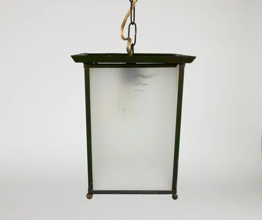 Amsterdamse school - lantaarnlamp - hanglamp - koper - glas - 1e kwart 20e eeuw