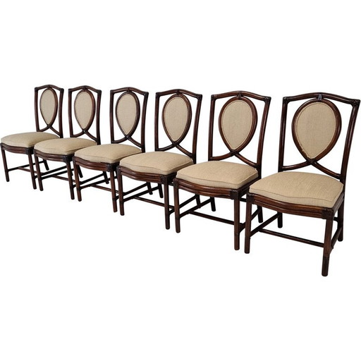 Set van 6 vintage bamboe eetkamerstoelen van Gasparucci Italo, jaren 1970