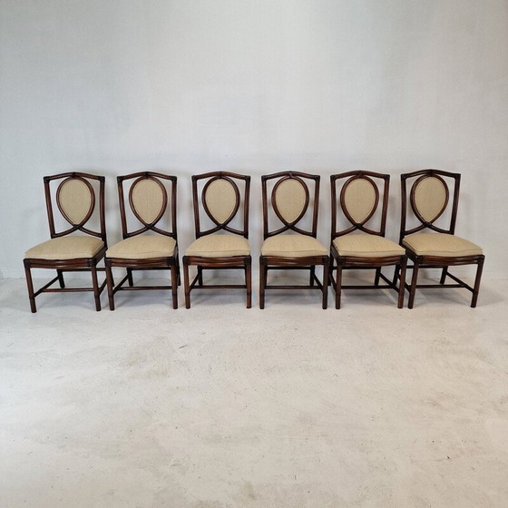 Image 1 of Set van 6 vintage bamboe eetkamerstoelen van Gasparucci Italo, jaren 1970