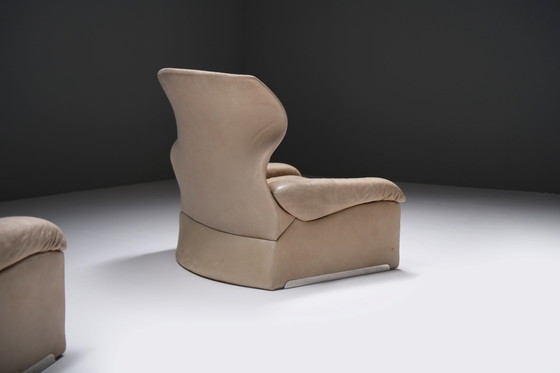 Vintage Vela Alta set in origineel leer door Giovanni Offredi voor Saporiti Italië – Fauteuils, Leather (photo 7 of 18)