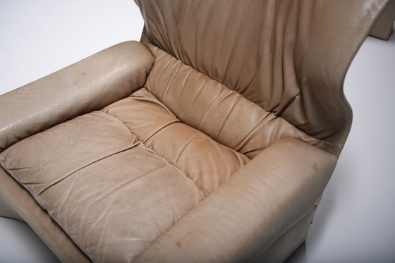 Vintage Vela Alta set in origineel leer door Giovanni Offredi voor Saporiti Italië – Fauteuils, Leather (photo 10 of 18)