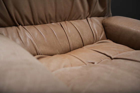 Vintage Vela Alta set in origineel leer door Giovanni Offredi voor Saporiti Italië – Fauteuils, Leather (photo 11 of 18)