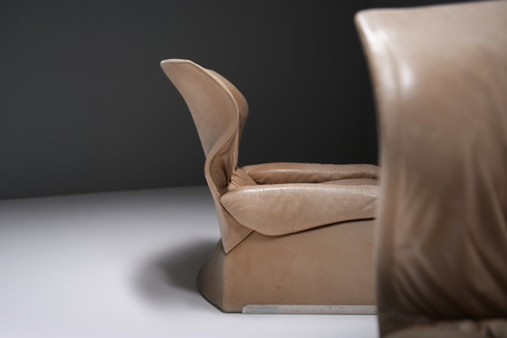 Vintage Vela Alta set in origineel leer door Giovanni Offredi voor Saporiti Italië – Fauteuils, Leather (photo 15 of 18)