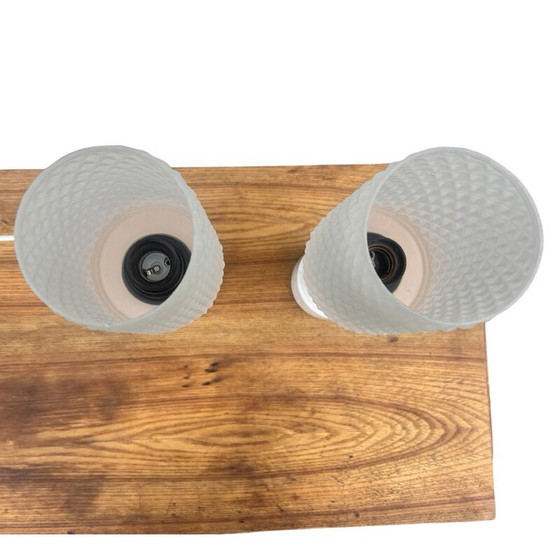 Image 1 of Paar vintage marmeren en glazen bedlampjes voor Veb Narva Leuchtenbau Lengefeld, Duitsland 1960