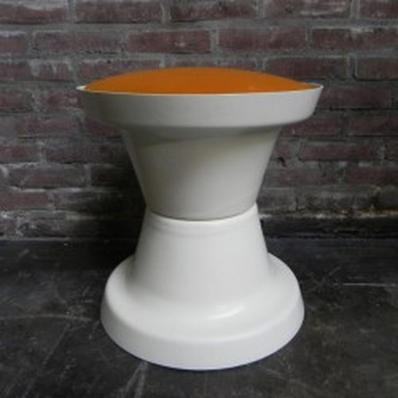 Image 1 of Vintage krukje met oranje zitting