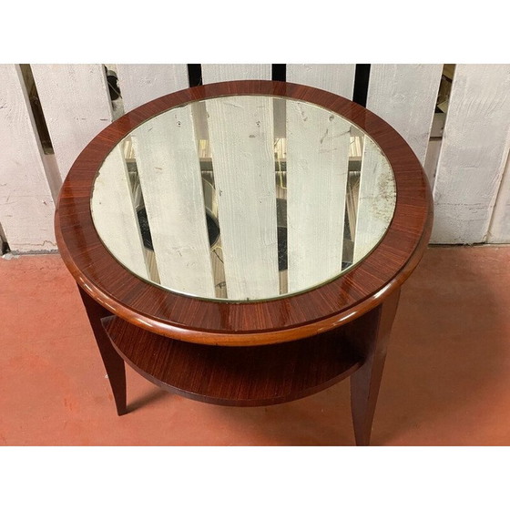 Image 1 of Vintage Art Deco mahoniehouten kolomtafel met spiegel
