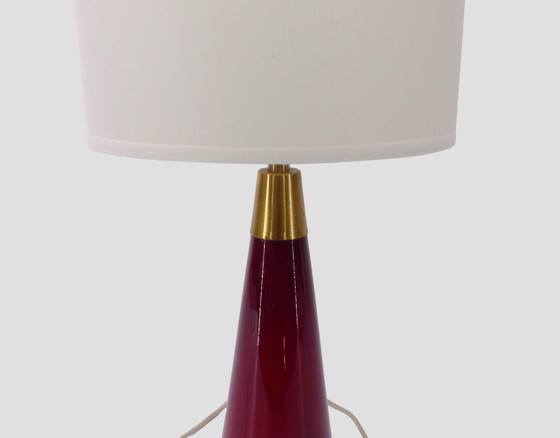 Image 1 of Scandinavische rood glazen lamp Kastrup Denemarken 1960