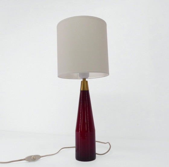 Image 1 of Scandinavische rood glazen lamp Kastrup Denemarken 1960