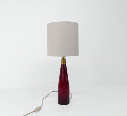 Scandinavische rood glazen lamp Kastrup Denemarken 1960