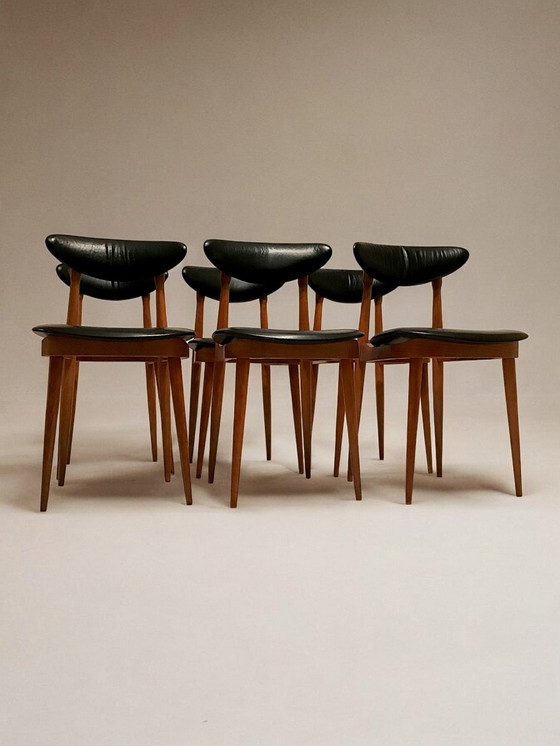 Image 1 of Pierre Guariche - Suite De Six Chaises "Licorne" - Éditions Baumann - C. 1960 - Frankrijk -