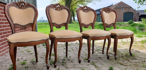 4 Antique Horrix Barok Eetkamer Stoelen 