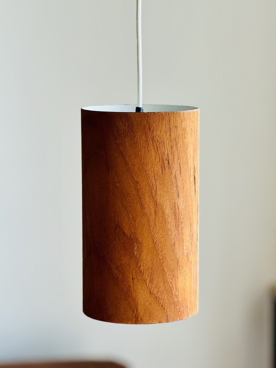 Image 1 of 2x Vintage teak hanglamp