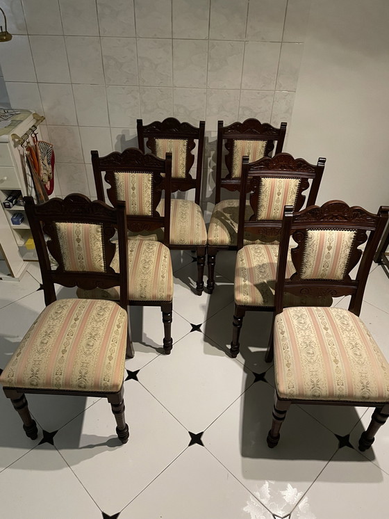 Image 1 of Set Van 6 Biedermeier Stoelen