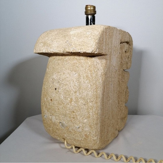 Image 1 of Vintage gebeeldhouwde kalkstenen lampvoet, 1976