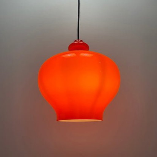 Hans Agne Jakobsson Oplight 62 Hanglamp - Xl Oranje Glas - 1960