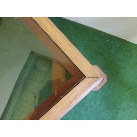 Image 1 of Vintage teakhouten salontafel met glas