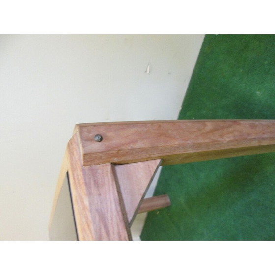 Image 1 of Vintage teakhouten salontafel met glas