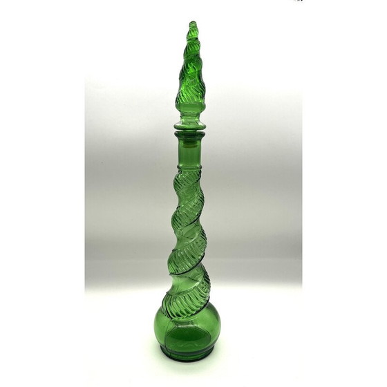 Image 1 of Vintage karaf van gepolijst glas met kurk, Italië 1960