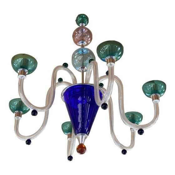 Image 1 of Vintage 1980S Veelkleurige Murano glazen kroonluchter