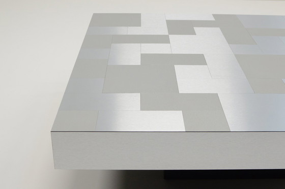 Image 1 of Patchwork geborsteld aluminium salontafel, 1970S Europa.