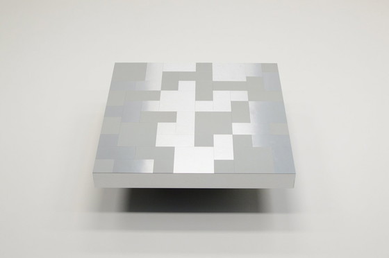 Image 1 of Patchwork geborsteld aluminium salontafel, 1970S Europa.