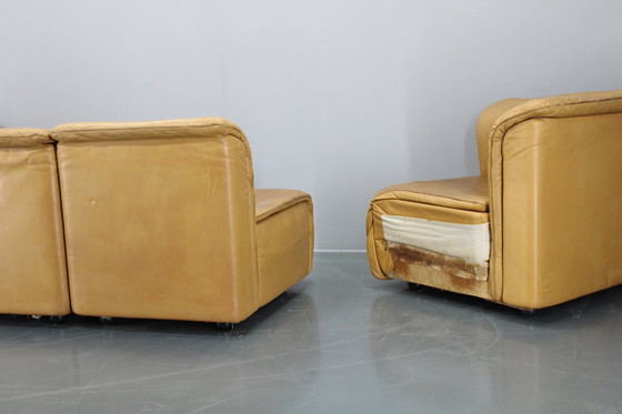 Image 1 of 1970S Wittmann Hochbaret lederen modulaire sofa, Oostenrijk