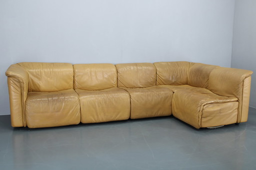 1970S Wittmann Hochbaret lederen modulaire sofa, Oostenrijk