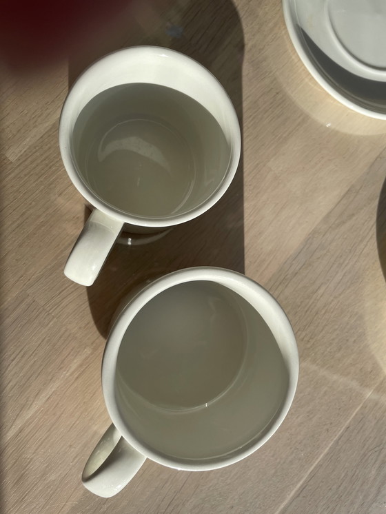 Image 1 of Wedgwood Midwinter White koffiekop met schotel + theekop met schotel.