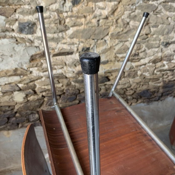 Image 1 of Set van 6 vintage houten en metalen fauteuils, 1960