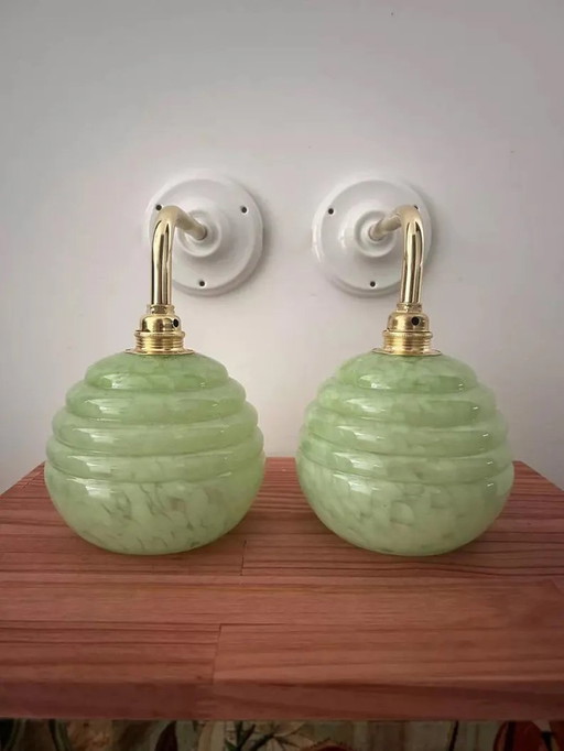 2 Groene wandlampen