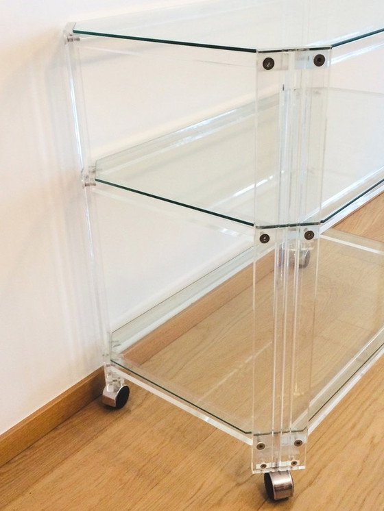 Image 1 of Plexiglas Serveerwagen # Vintage 90S # Lucite Trolley Bar