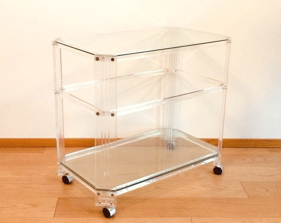 Image 1 of Plexiglas Serveerwagen # Vintage 90S # Lucite Trolley Bar